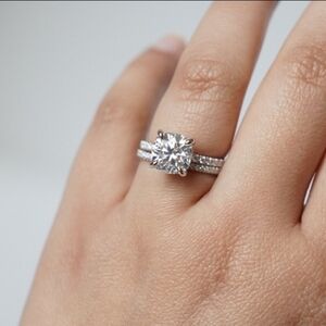 Certified 3ct Moissanite Bridal Wedding Ring with Wedding Band NEW